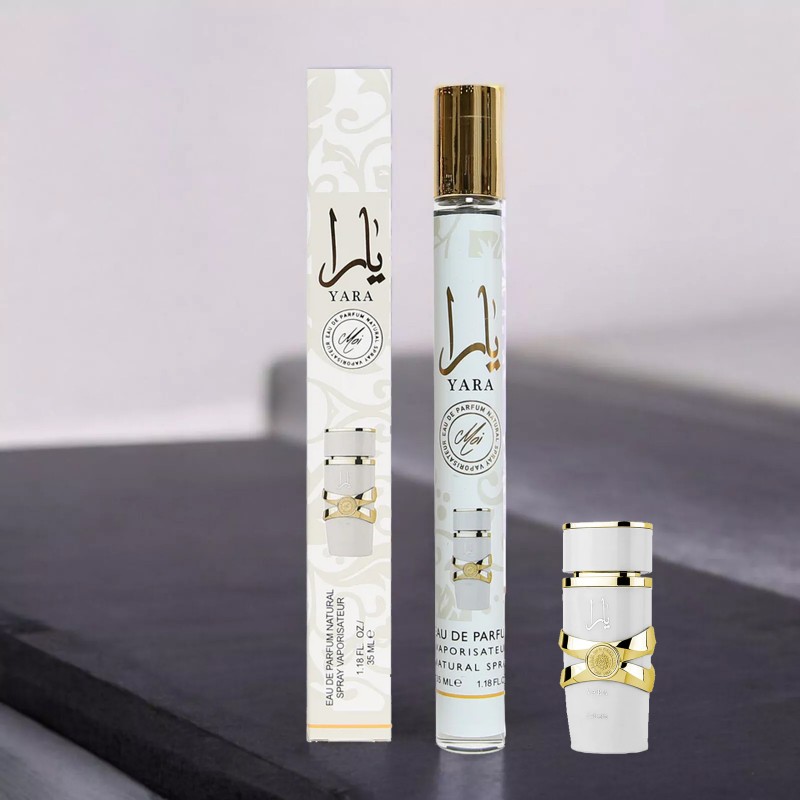 Perfume Árabe Lattafa Yara Moi - 35ml Un perfume árabe de 35 ml de la fragancia Lattafa Yara Moi, en una composición exótica y femenina que resalta la sofisticación y elegancia de la mujer moderna.