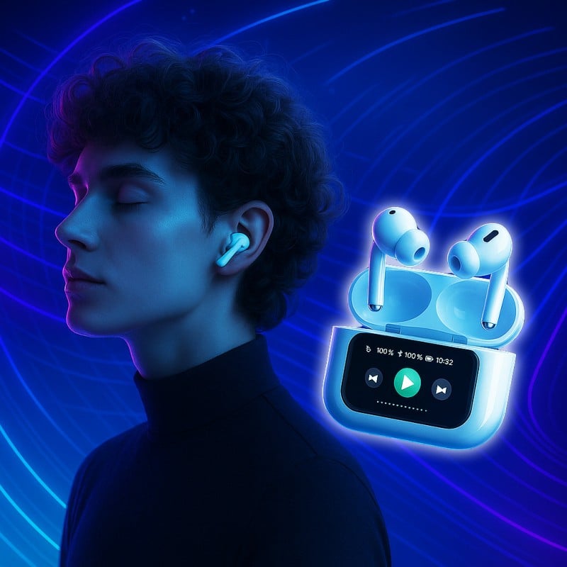 Auriculares Bluetooth con pantalla táctil y cancelación de ruido Mejore su experiencia auditiva con estos auriculares con cancelación activa de ruido que ofrecen un sonido envolvente y funciones avanzadas.