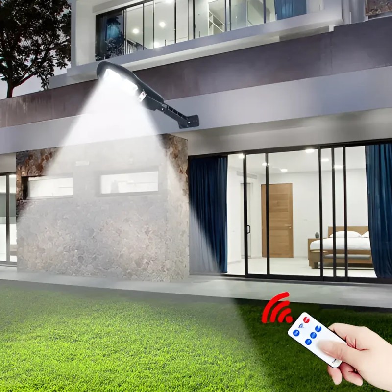 Esta fantástica luz solar LED de 150 W es una solución de iluminación eficiente para el exterior de su hogar.