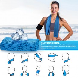 Uma toalha original e inovadora, que irá ajudar a refrescar após a prática desportiva e exercício