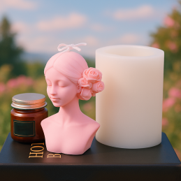 Handmade soy wax candle, shaped like a female bust. Vegan fragrances, various colors and sizes. Made in Portugal - ideal for gift giving.