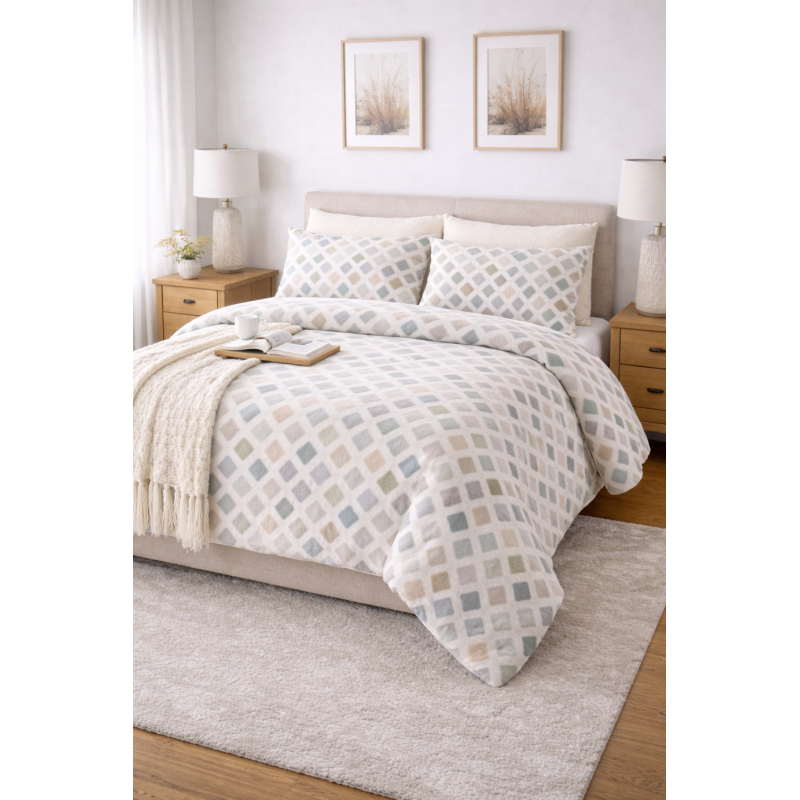 Juego de ropa de cama térmica, súper cálida y suave. Incluye sábana, sábana bajera y 2 fundas de almohada. Seca rápido y no necesita planchado.