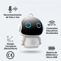 Robô Educativo Inteligente com IA e Reconhecimento de Voz Robô educativo inteligente com IA e reconhecimento de voz. Estimula a aprendizagem, criatividade e interação das crianças com tecnologia avançada e divertida.