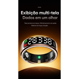 Smart ring with touch display, wireless charging, and health monitoring. Water-resistant, perfect for the active daily lives of men and women.