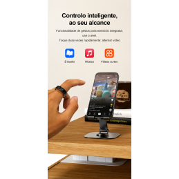 Smart Ring - Anel Inteligente com Mostrador Táctil Anel inteligente com mostrador táctil, carregamento sem fios e monitorização de saúde. Resistente à água, perfeito para o dia a dia ativo de homens e mulheres