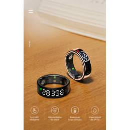 Smart ring with touch display, wireless charging, and health monitoring. Water-resistant, perfect for the active daily lives of men and women.