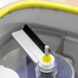 Mocio magico girevole a 360° con secchio a doppia azione Mocio rotante con pulizia automatica, secchio separatore d'acqua, testina girevole a 360°, manico staccabile da 156 cm e 2 panni in microfibra lavabili.