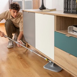 Mocio magico girevole a 360° con secchio a doppia azione Mocio rotante con pulizia automatica, secchio separatore d'acqua, testina girevole a 360°, manico staccabile da 156 cm e 2 panni in microfibra lavabili.