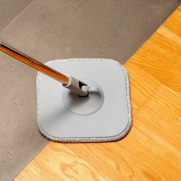 Balai-serpillère rotatif autonettoyant, seau séparateur d'eau, tête pivotante à 360°, manche amovible de 156 cm et 2 lingettes de balai en microfibre lavables.