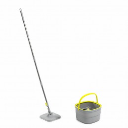 Mopa giratória com limpeza automática, balde separador de águas, cabeça 360º, cabo desmontável de 156 cm e 2 mopas de microfibra laváveis