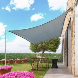 Toldo de Sombra Retangular 3 x 4 m com Proteção UV - 2 cores Toldo de sombra retangular 3 x 4 m, respirável e resistente às intempéries. Ideal para jardim, terraço, pátio ou campismo. Inclui corda e 4 mosquetões.