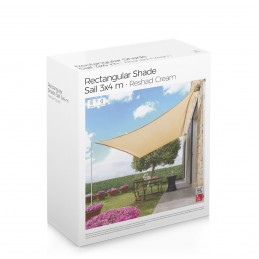 Tenda parasole rettangolare, 3 x 4 m, traspirante e resistente alle intemperie. Ideale per giardino, terrazzo, patio o campeggio. Include corda e 4 moschettoni.