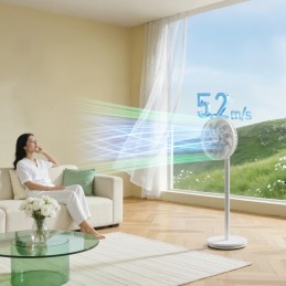 Ventilateur sur pied et de table 2 en 1 avec 60 W, 20 pales, 3 vitesses, oscillation automatique à 75° et débit d'air jusqu'à 5,2 m/s.