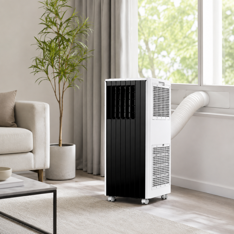 Ar condicionado portátil, 3 em 1, classe A, modo ECO, comando e kit de janela incluído. Refresque a sua casa sem instalação fixa