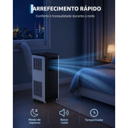 Ar condicionado portátil, 3 em 1, classe A, modo ECO, comando e kit de janela incluído. Refresque a sua casa sem instalação fixa