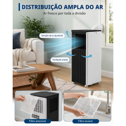 Ar condicionado portátil, 3 em 1, classe A, modo ECO, comando e kit de janela incluído. Refresque a sua casa sem instalação fixa