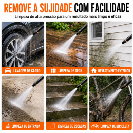 Pistola ad acqua con ugello ad alta pressione Ugello per tubo da giardino WaterGun con getto d'acqua concentrato e regolabile. Ideale per lavare auto, patii, finestre, giardini e aree esterne.