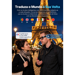 G5 AI Smart Glasses with 8MP Camera + Translator Smart glasses with AI, 8MP camera, real-time translation, Bluetooth 5.4, Wi-Fi, calls, music, and 3 interchangeable lenses.