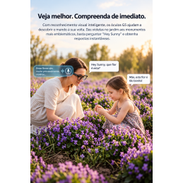 Lunettes intelligentes avec IA, caméra 8 MP, traduction en temps réel, Bluetooth 5.4, Wi-Fi, appels, musique et 3 lentilles interchangeables.