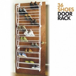 Un práctico y cómodo organizador de zapatos con un original diseño en forma de estante colgante que se instala fácilmente en la puerta.