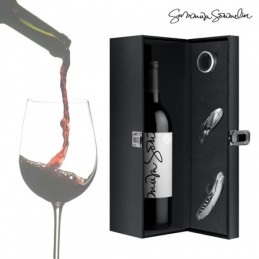 Scatola portabottiglie in pelle con 4 accessori
