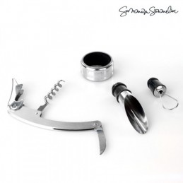Scatola portabottiglie in pelle con 4 accessori