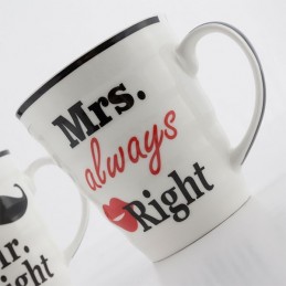 Die Tassen „Mr. Right“ und „Mrs. Always Right“ sind ein fantastisches Geschenk für Valentinstag, Geburtstage, Hochzeiten oder andere besondere Anlässe