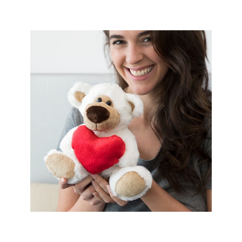 L'ours en peluche avec coeur vous séduira immédiatement.Idéal pour un cadeau romantique, il est tout doux, au toucher velouté.