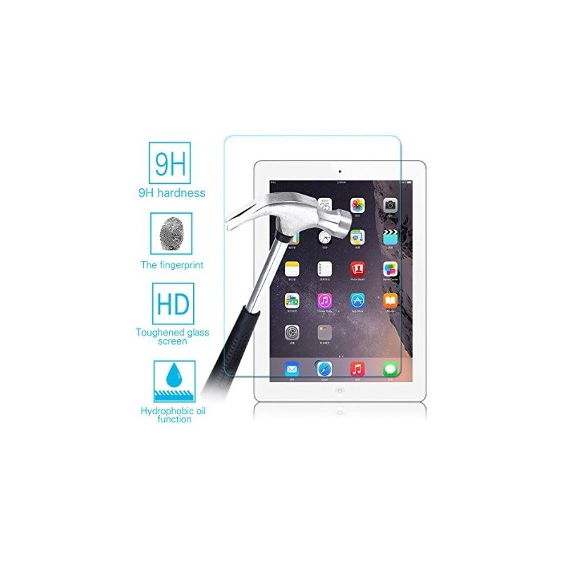 Spezielle gehärtete Glasfolie für Apple iPad Air 2. Zum Schutz des Bildschirms besteht sie aus gehärtetem Glas und ist 9x widerstandsfähiger als herkömmliches Glas