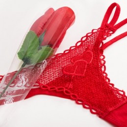 tanga rosa Esta original rosa de tela esconde un increíble tanga en su interior.