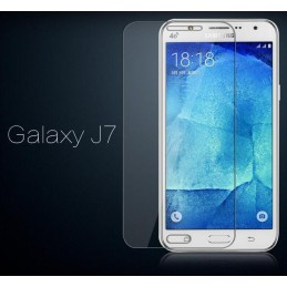 Diese spezielle gehärtete Glasfolie für das Samsung Galaxy J7 zum Schutz des Bildschirms besteht aus gehärtetem Glas und ist 9x widerstandsfähiger als herkömmliches Glas.