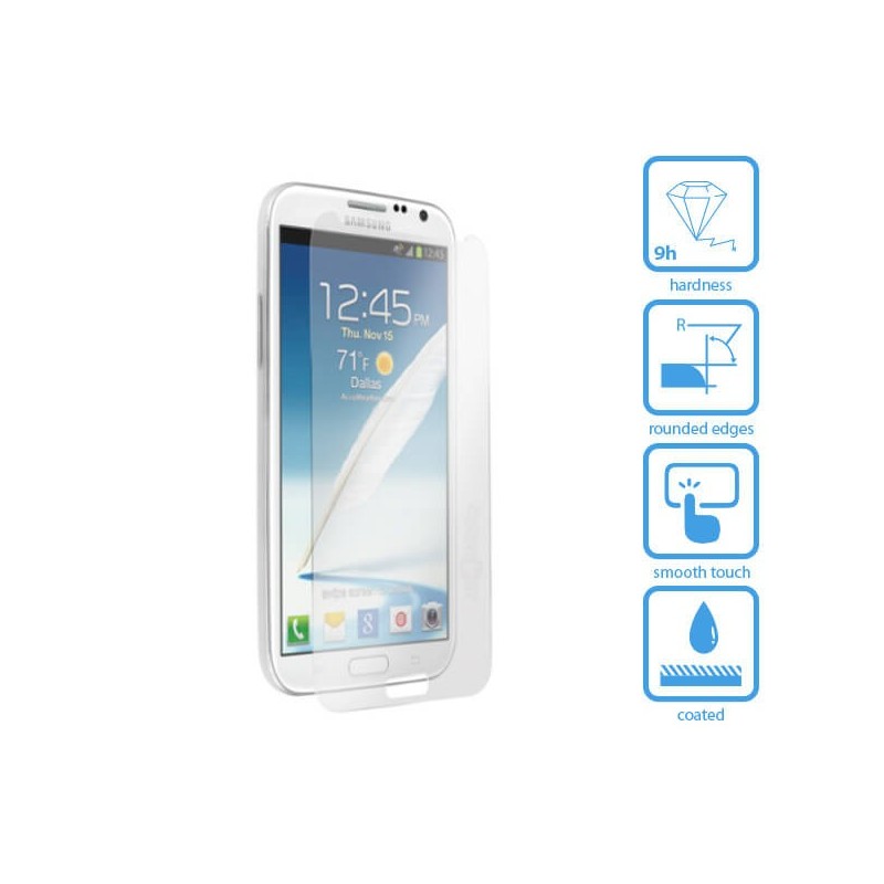 Special Tempered Glass Film for Samsung Galaxy Note 2, to protect the screen, it is made of tempered glass, 9x more resistant than common glass