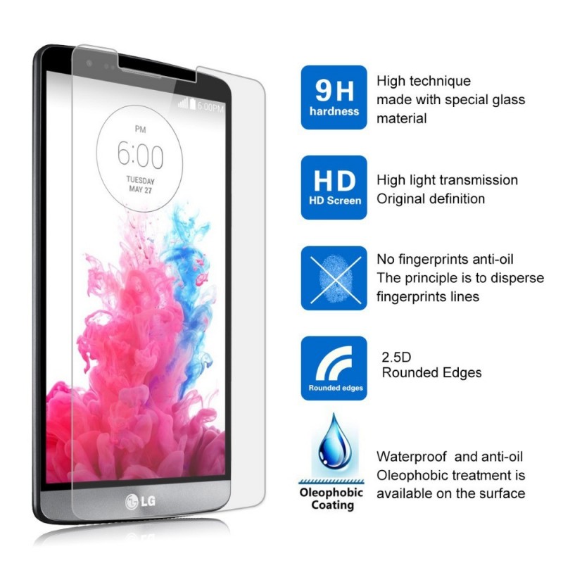 Ce Film en Verre Trempé Spécial pour LG G3, destiné à protéger l'écran, est en verre trempé, 9x plus résistant que le verre ordinaire.