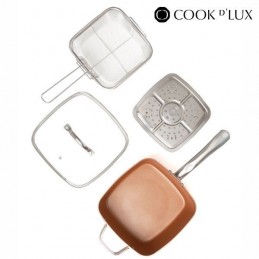 Deluxe multifunction ceramic frying pan Non-stick with ceramic coating, includes accessory for frying and steaming.