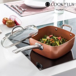 Deluxe multifunction ceramic frying pan Non-stick with ceramic coating, includes accessory for frying and steaming.