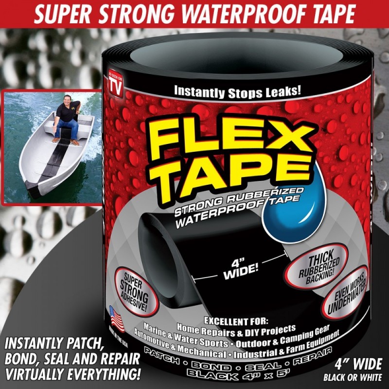 Flex Tape es una cinta súper resistente, de goma e impermeable que puede parchar, unir, sellar y reparar prácticamente cualquier cosa.