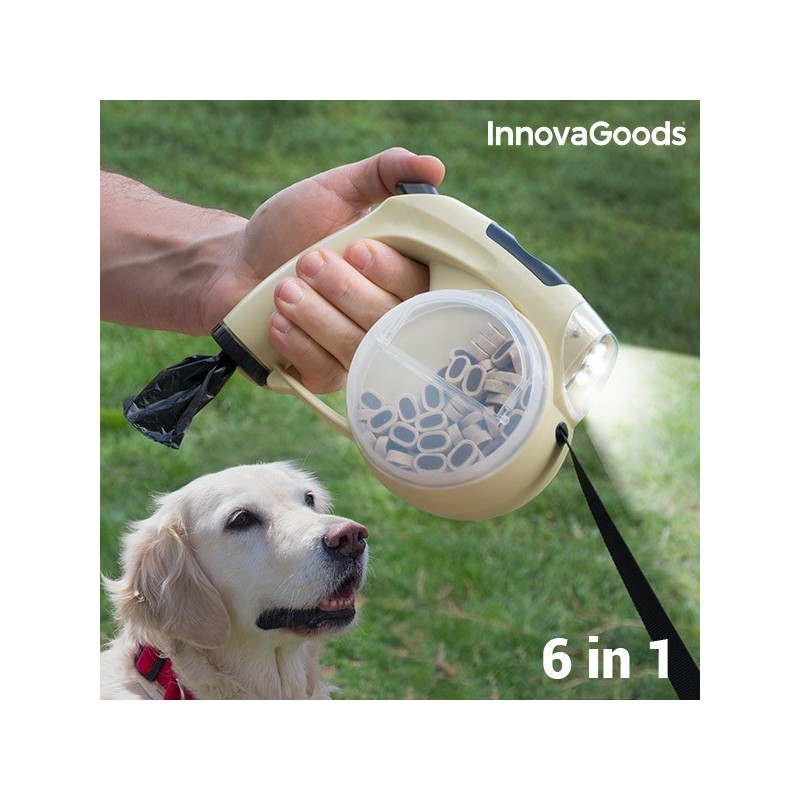 Retractable dog leash 6 in 1, complete and practical dog leash, Ideal for pet owners to have everything they need at hand