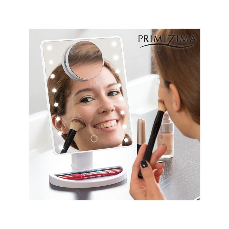Magnifying LED makeup mirror offers excellent lighting, thanks to its 16 built-in fixed white LEDs.