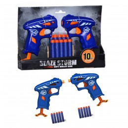 Pistola de Brincar Pack de 2 - Blaze Storm Gun, uma arma de brincar com dardos macios e que seu filho vai adorar.