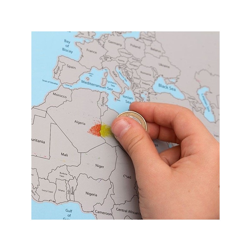 La carte du monde à gratter est également une façon amusante d'apprendre la géographie.