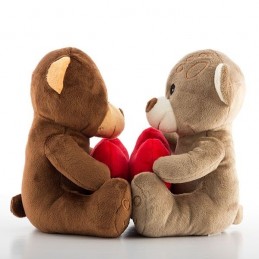 Der Teddybär mit Herz - Beige und Braun wird Sie sofort überzeugen. Ideal für ein romantisches Geschenk, er ist sehr weich und fühlt sich samtig an.