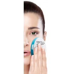 Facial makeup remover and anti-aging action uses ultrasonic pulsations to perform delicate exfoliation.