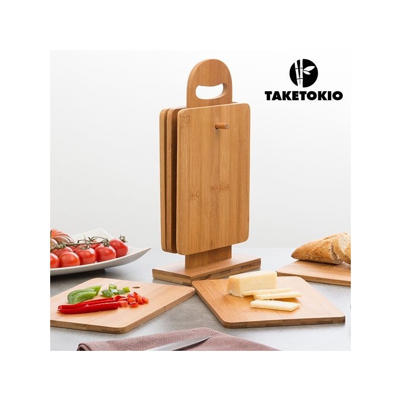 No te pierdas este set con 6 magníficas tablas y su soporte, apto para todo tipo de aperitivos o comidas.