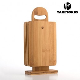 No te pierdas este set con 6 magníficas tablas y su soporte, apto para todo tipo de aperitivos o comidas.