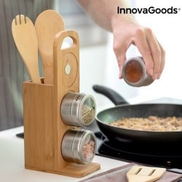 Magnetisches Bambus-Gewürzset – 7-teilig Ein sehr komfortables und praktisches Küchenset aufgrund seines originellen und praktischen magnetischen Designs und seiner hochwertigen Materialien