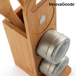 Magnetisches Bambus-Gewürzset – 7-teilig Ein sehr komfortables und praktisches Küchenset aufgrund seines originellen und praktischen magnetischen Designs und seiner hochwertigen Materialien