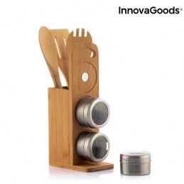 Magnetisches Bambus-Gewürzset – 7-teilig Ein sehr komfortables und praktisches Küchenset aufgrund seines originellen und praktischen magnetischen Designs und seiner hochwertigen Materialien