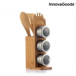 Magnetisches Bambus-Gewürzset – 7-teilig Ein sehr komfortables und praktisches Küchenset aufgrund seines originellen und praktischen magnetischen Designs und seiner hochwertigen Materialien