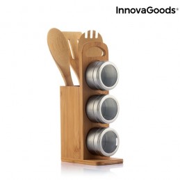 Set di spezie magnetiche in bambù - 7 pezzi Un set da cucina molto comodo e pratico, grazie al suo design magnetico originale e pratico e ai suoi materiali di qualità