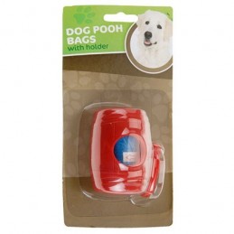 Porte-sac pour excréments de chien, avec 15 sacs en plastique pour récupérer les excréments que le chien laisse sur le trottoir ou dans le parc